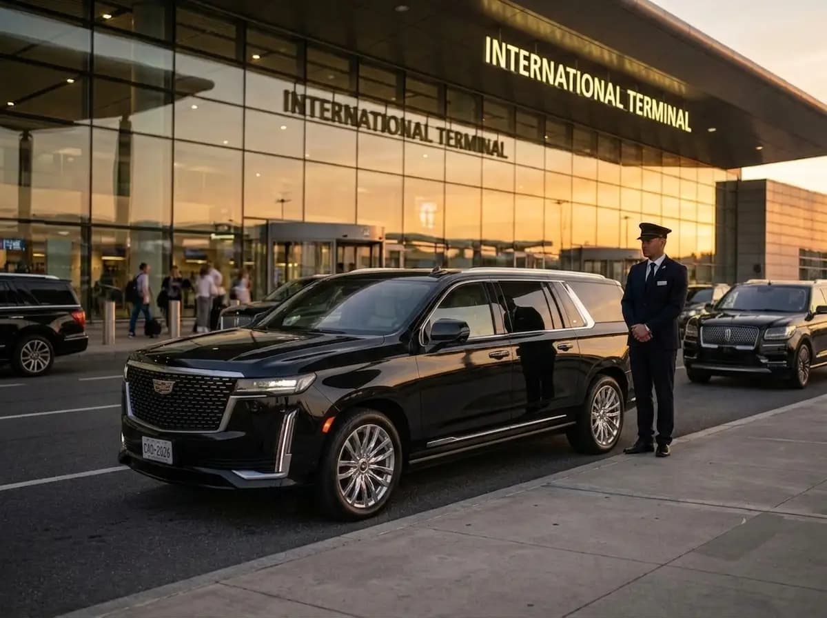 Luxury limousine waiting at Montreal airport